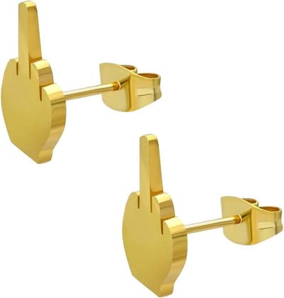 Fako Bijoux® - Oorbellen - Steker - Stainless Steel - Middelvinger - Goudkleurig
