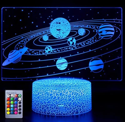 AO®️ Nachtlamp – 3D lamp – 16 Kleuren – Bureaulamp – SOLAR - Sfeerlamp – Nachtlampje Kinderen – Creative lamp - Met afstandsbediening