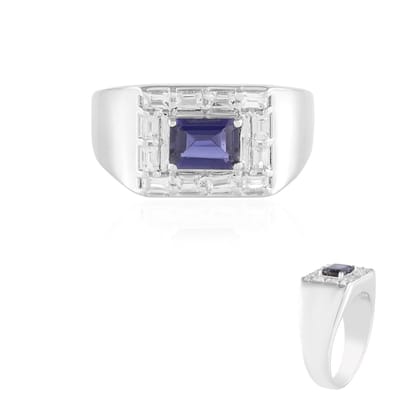 Cavill - Zilveren ring - 925 Sterling zilver gerhodineerd - 0,7 ct achthoekige ioliet en 1,08 ct witte topaas baguettes - Luxe damesring paars elegant