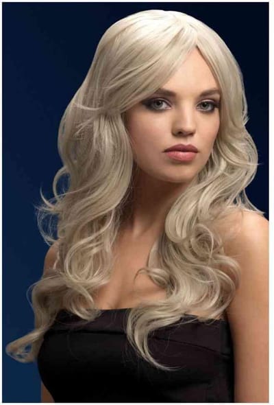 Beach Waves pruik witblond, zijscheiding - Carnaval Kostuum Pruik