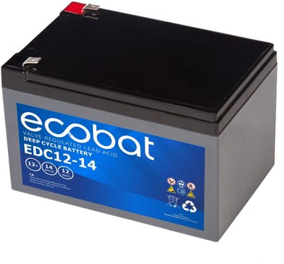Ecobat - 14AH AGM accu voor uw scootmobiel (Ecobat) - 15.1 cm x 9.9 cm x 10.1 cm (LxBxH)