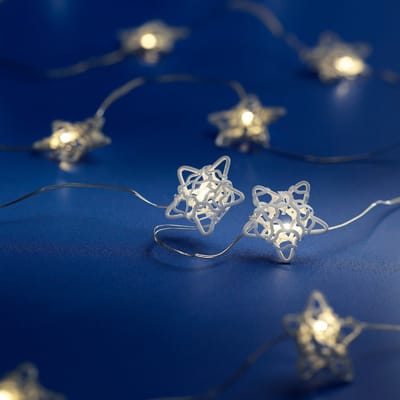 Micro LED string met witte sterren - 190 cm lang - 20 LED's