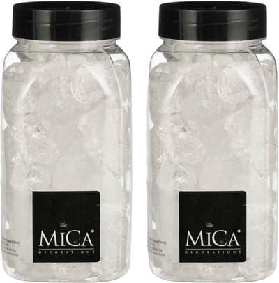 Mica Decorations decoratie steentjes - 2x - groot - 650 ml - 25-30 mm - transparant - siergrind