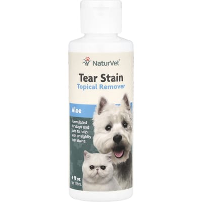 NaturVet, Taches de larmes, Détachant topique, Aloe, pour chiens et chats, 4 fl oz (118ml) white
