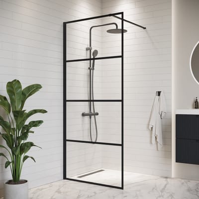 Badplaats Douchewand Essos 90 x 200 cm – Zwart – Inloopdouche 8 mm Veiligheidsglas