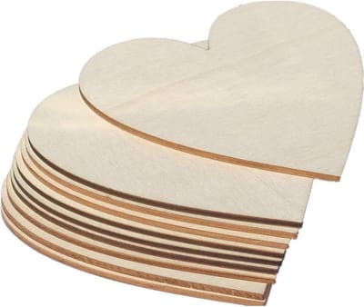 Houten Harten - Hout Uitsparingen - Knutselen Decoratie - Natuurlijk Massief Hardhout - 10 Stuks - Houtkleur