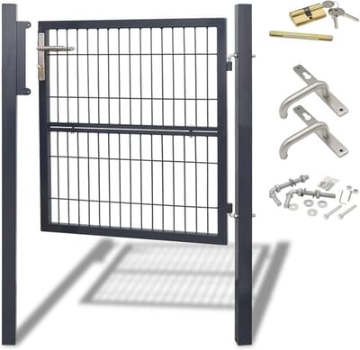 Robuuste Verzinkte Tuinpoort 100x100 cm Antraciet met Slot en Sleutels