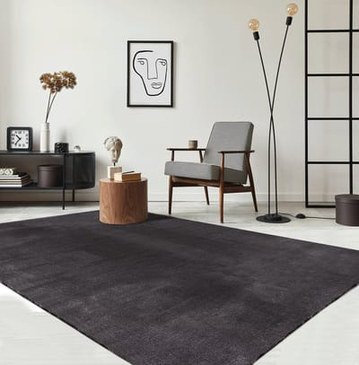 the carpet RELAX – Extra Zacht & Wasbaar Vloerkleed tot 30°C met Antislip Onderzijde – Fluweelachtige Structuur – Voor Slaapkamer of Woonkamer – Antraciet, 140 x 200 cm