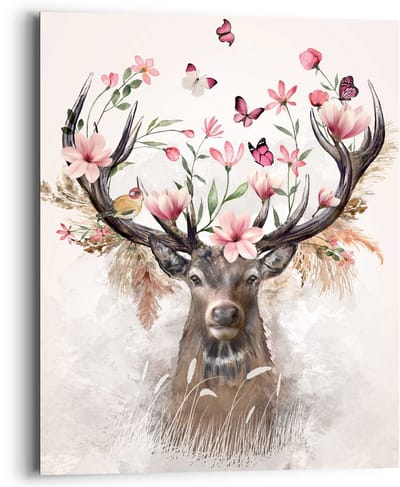 Schilderij Sweet Deer - 50 x 40 - Hout - REINDERS