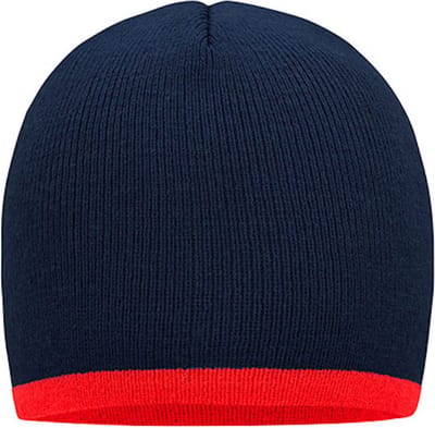Myrtle Beach 'Contrasting Border Beanie' Donkerblauw/Rood