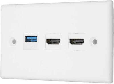 Dailygoody - 3-poorts HDMI-stopcontact - USB 3.0 - Soldeervrije Ethernet-wandplaat - Geschikt voor HDTV's - Streamingvideospelers - Projectoren