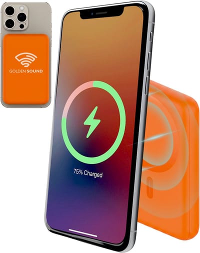 Golden Sound Powerbank 10.000 mAh - WK 2026 Editie - Geschikt voor MagSafe systeem - Powerbanks - Magnetisch opladen - Noodpakket - Draadloos opladen - Met USB-C Poort - Oranje