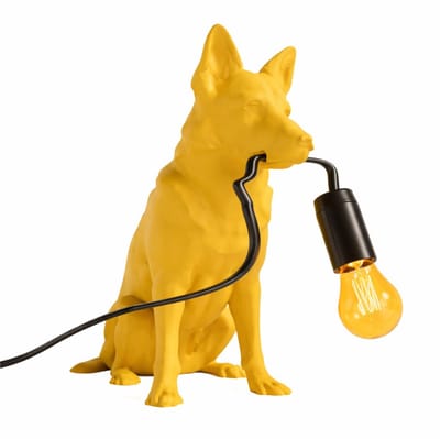 Fiastra Duitse Herder tafellamp - hondenlamp - goud - E14 - 30 x 18 x 25 cm