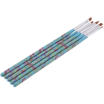 Stylo de Salon de Gel UV en bois pour Nail Art, Kit de brosses plates, outil de pointage, 5 pièces gray