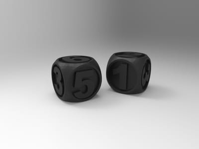 Dobbelsteen Numeriek - 20x20x20mm (set van 2) - Zwart