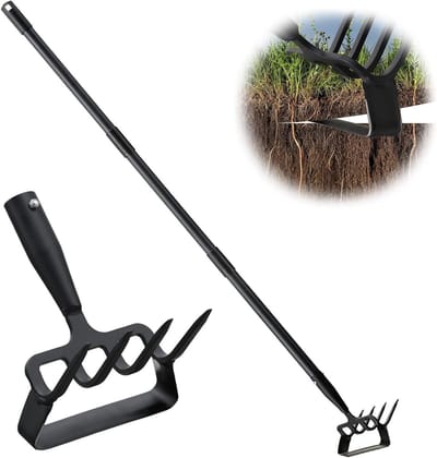 Tuinschoffel Cultivator - Onkruidsteker - Tuinonderhoud - 2-in-1 Gereedschap - 157 cm steel - Grijs