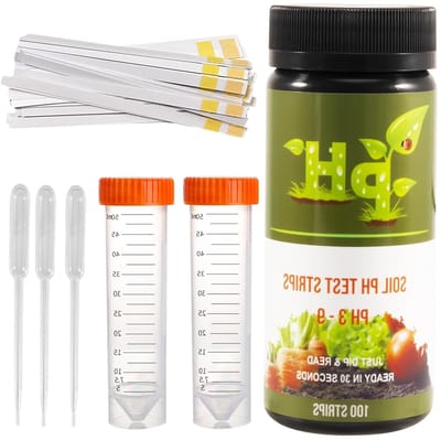 pH Grondtestset met 100 Teststrips, Meetinstrument voor Bodemzuurgraad, Ideaal voor Tuin, Gazon en Planten