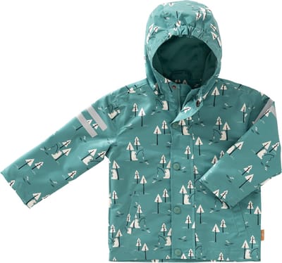 Fresk Regenjas voor Kinderen 1 yr - Ritssluiting - Reflectoren - Kinderjas met Capuchon - Waterdichte Jas - Ademend - Bionic Finish - Jongens - Groen - Bear