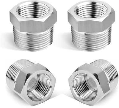 1/2 naar 3/8-4 stuks adapter 1/2 naar 3/8 inch, schroefdraadfitting met 4 afdichtringen, buitendraad-binnendraadverbindingen, mofnippel zeshoekig verloopstuk voor industrie, buizen