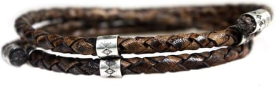 Bela Donaco heren wikkelarmband classic - Sterling Zilver en vintage leer