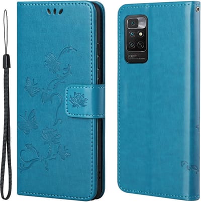 Coverup Hoesje - Geschikt voor Xiaomi Redmi Note 11 / 11S 4G Hoesje - Coverup Bloemen & Vlinders Book Case - Blauw