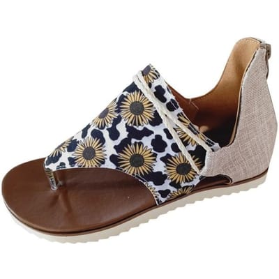 Dames Sandalen Retro Dames Casual Bloemenprint Slippers Zomer Comfortabele Sandalen Schoenen met Rits Strand Slippers 37