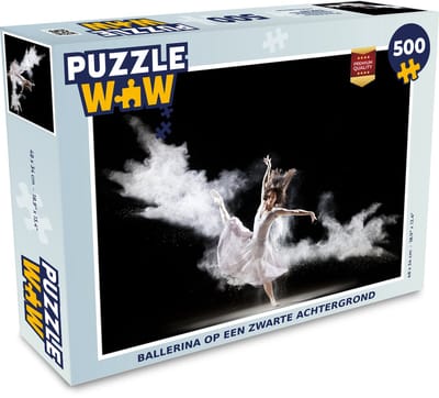 Puzzel Ballerina op een zwarte achtergrond - Legpuzzel - Puzzel 500 stukjes