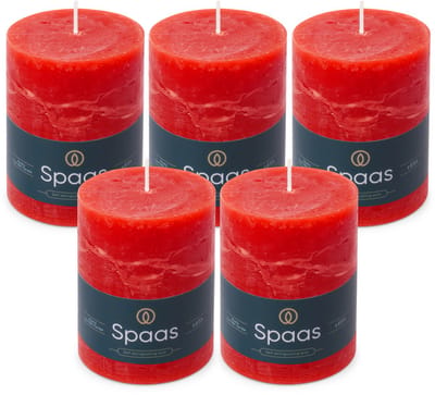 Spaas Rustieke Stompkaarsen - Rood – 80/110mm - circa 65 uur - 5 kaarsen