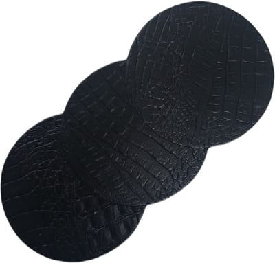 Leren Onderzetters | Luxe Onderzetters Voor Glazen | Set van 9 stuks | 100% Echt Leer | Kleur: Zwart