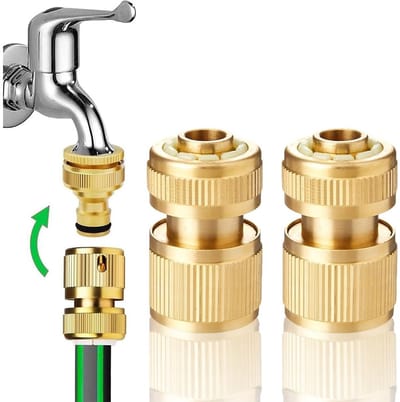 Dailygoods- Snelkoppeling Messing - Tuinslang Koppeling - Universele Aansluiting - Corrosiebestendig - Eenvoudig te Installeren - Duurzaam Materiaal - Tuinslangkoppeling