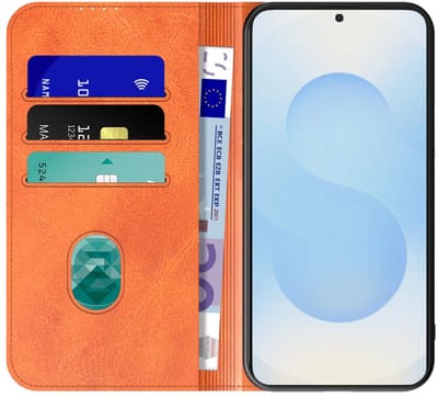 Geschikt voor Samsung Galaxy S25 Plus Telefoonhoesje Bruin Kunstleer Met Magnetische Sluiting - Portemonnee BookCase Met Pasjeshouder - ProtX