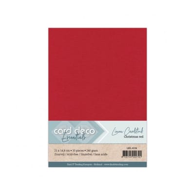 25 vel Kerstrood A5 Linnenkarton 240 grams - 21 x 14,8 cm - Gratis verzonden
