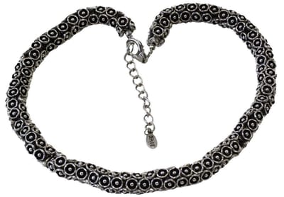 Behave - Ketting - Vintage Antiek Zilverkleur Metaal - Diabolo - Bloemvormige Kelk