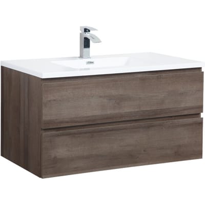 Badplaats Badkamermeubel Set Angela 100 cm – Bruin Eiken – Badmeubel met Wastafel