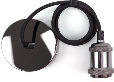 Integral pendel Ø10cm Gunmetal met 1.2m textielsnoer | E27