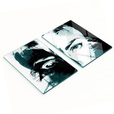 Stijlvolle en duurzame glazen borden met abstracte vrouwenprint, 2x40x52 cm