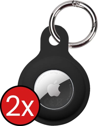 Hoesje Geschikt voor Apple AirTag 2 Sleutelhanger Hoesje Siliconen Hanger - Hoesje Geschikt voor Apple AirTag 2e generatie Hanger Sleutelhanger Hoesje - Zwart - 2 PACK