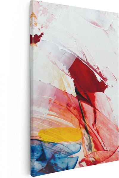 Artaza Canvas Schilderij Abstracte Kunst - 20x30 cm - Klein - Muurdecoratie Woonkamer - Wanddecoratie Rood - Kamer Accessoires