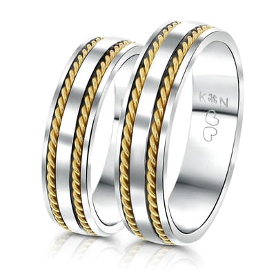 Lucardi Unisex Vriendschapsring Rhodos - Ring - Cadeau - Staal - Zilver- en Goudkleurig
