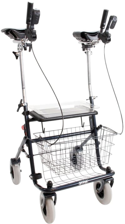Rollator 43 cm zitbreedte - Premis Provo - Tot 120 kg - In hoogte verstelbaar - In een hoek verstelbare onderarmschalen - Metallic Zwart