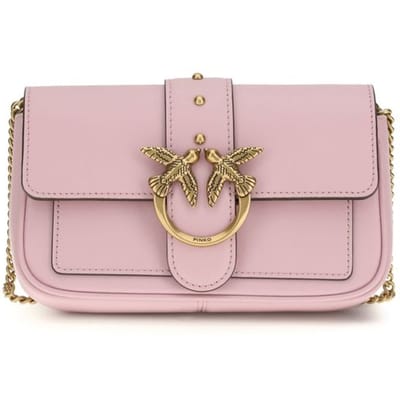 PINKO schoudertas Love One Pocket C Light Pink + Antique Gold roze