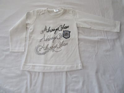 dirkje , meisje, t-shirt met lange mouw , creme, always glow , 6 jaar  116