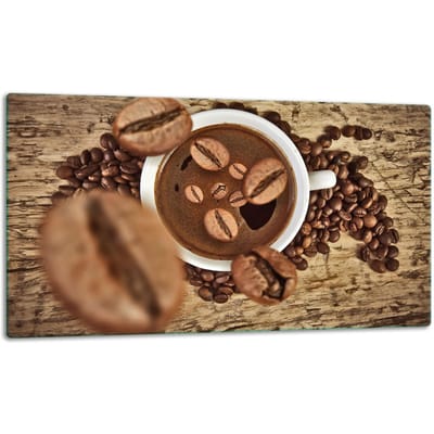 TMK ArtDeko Serie - Glazen Snijplank - 52x30cm - Motif Koffie - Hitte- en Krasbestendig