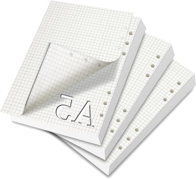 Vulbare A5 Notitieblokken, 3 Packs met 180 Vellen, 6 Gaten, Geschikt voor Ringbanden, Ideaal voor Schetsen, Journals en Schilderen