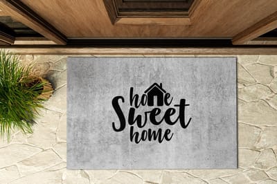 Coloray Buiten Deurmat - Grijs Deurmat Buiten Weerbestendig - Sweet Home Beton Weerbestendige Entreemat - Hal Aankleding - Voordeurmat Herfst - Deurmat Die Niet Wegglijdt - 90x60 cm
