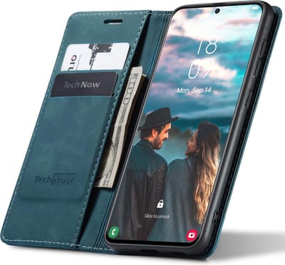 Hoesje geschikt voor Samsung Galaxy S21 FE - Book Case Leer Slimline Blauw