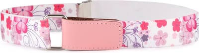 Ladeheid Kinderriem - Riem - Broekriem - Verstelbaar - Polyester - LA-TG-P15 - Weiß/Rosa/Blumen - 8-15 Jahre