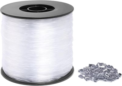 Sterk Transparant Nylon Draad 0,8mm (200m) met Aluminium Krimphulzen voor Ophangen en Knutselen