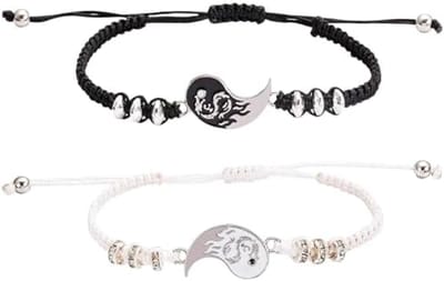 Verstelbare Yin Yang Vriendschapsarmbanden Set - 2 Stuks