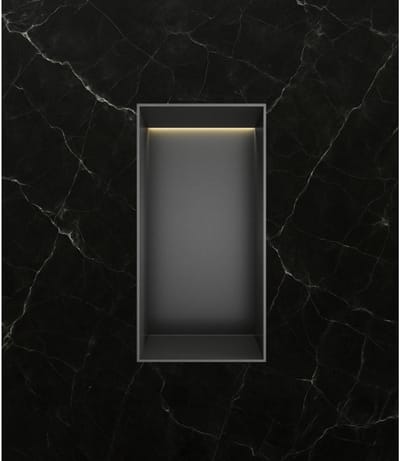 Hotbath &More BOX015FL inbouwnis 30x15x10cm zonder frame met verlichting geborsteld gunmetal PVD